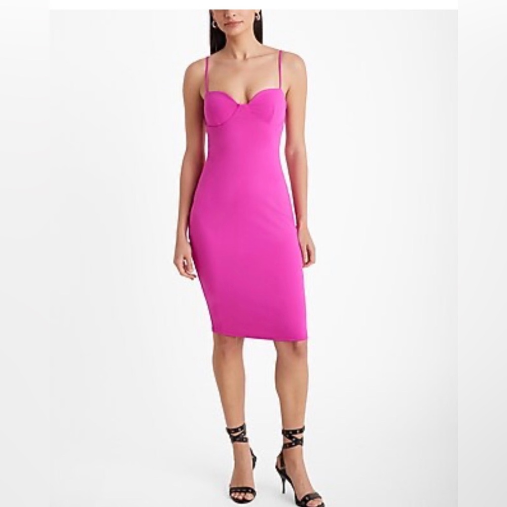 Express Body Contour Sweetheart Neckline Elegant Pink Women's Midi Dress